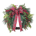 Holly Berry & Bow Christmas Wreath — 24 inch