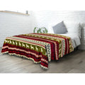 Christmas Throw Blanket — Lodge Reindeer Design, Red & Olive