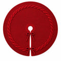 Knitted Christmas Tree Skirt — 24 in, Red Cable Knit with Bow Ties