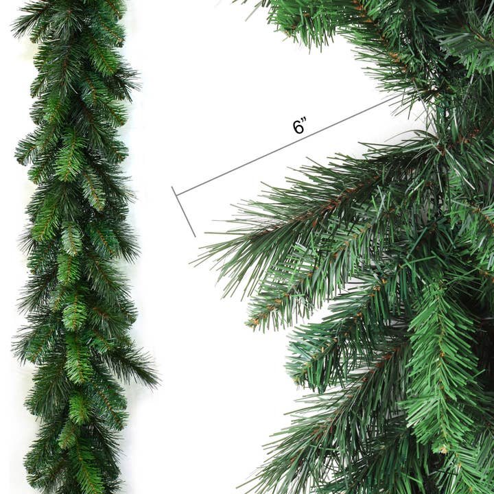 Christmas Pine Garland — 9 ft, Lush Green, Unlit