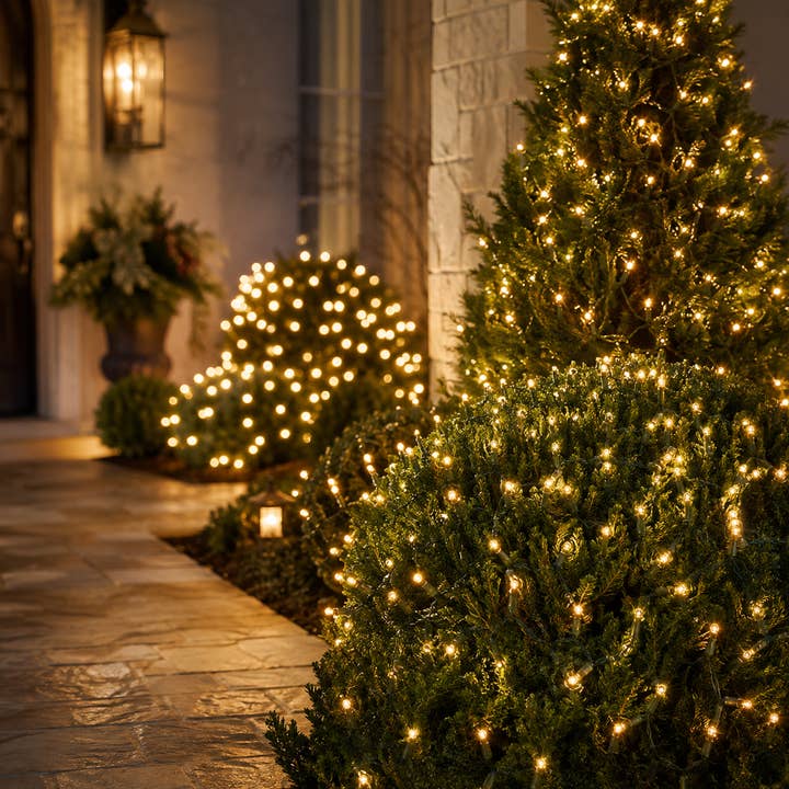 LED Christmas String Lights — 200 Lights, 66 ft, Warm White, 8 Modes with Memory