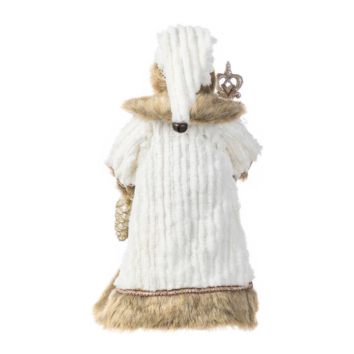 Woodland Santa Figure — 18 in, Faux Fur Coat & Staff