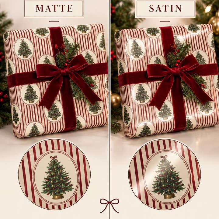 Christmas Gift Wrap Sheet — Vintage Tree Medallions, 30 x 36 in