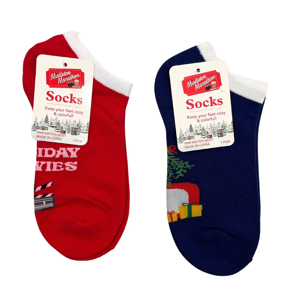 Mistletoe Marathon Christmas Ankle Socks — Assorted Designs