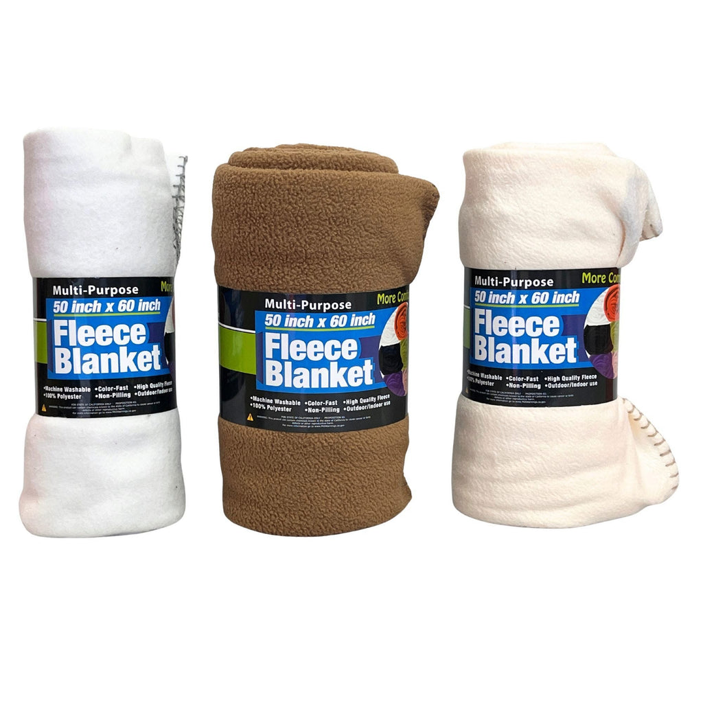 Fleece Throw Blanket 50" x 60" — Assorted Solid Colors