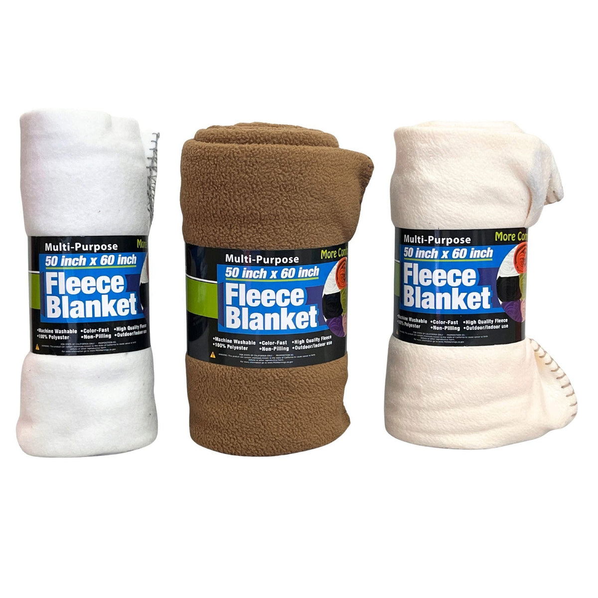 Fleece Throw Blanket 50" x 60" — Assorted Solid Colors