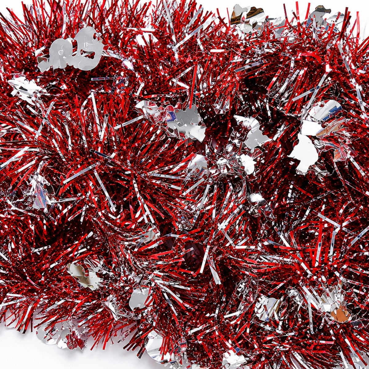 Tinsel Garland in Silver and Red Sheer