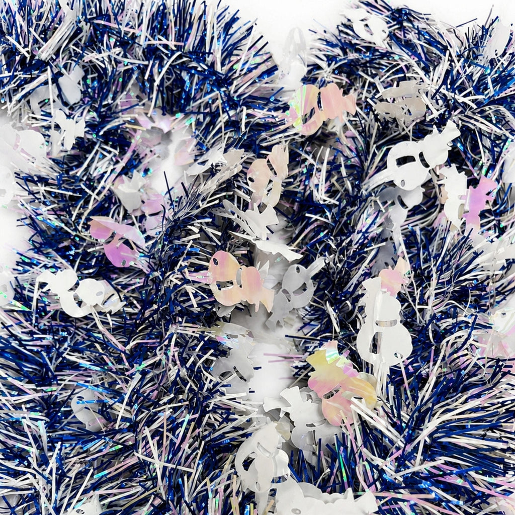 Tinsel Garland in Blue and Silver Sheer