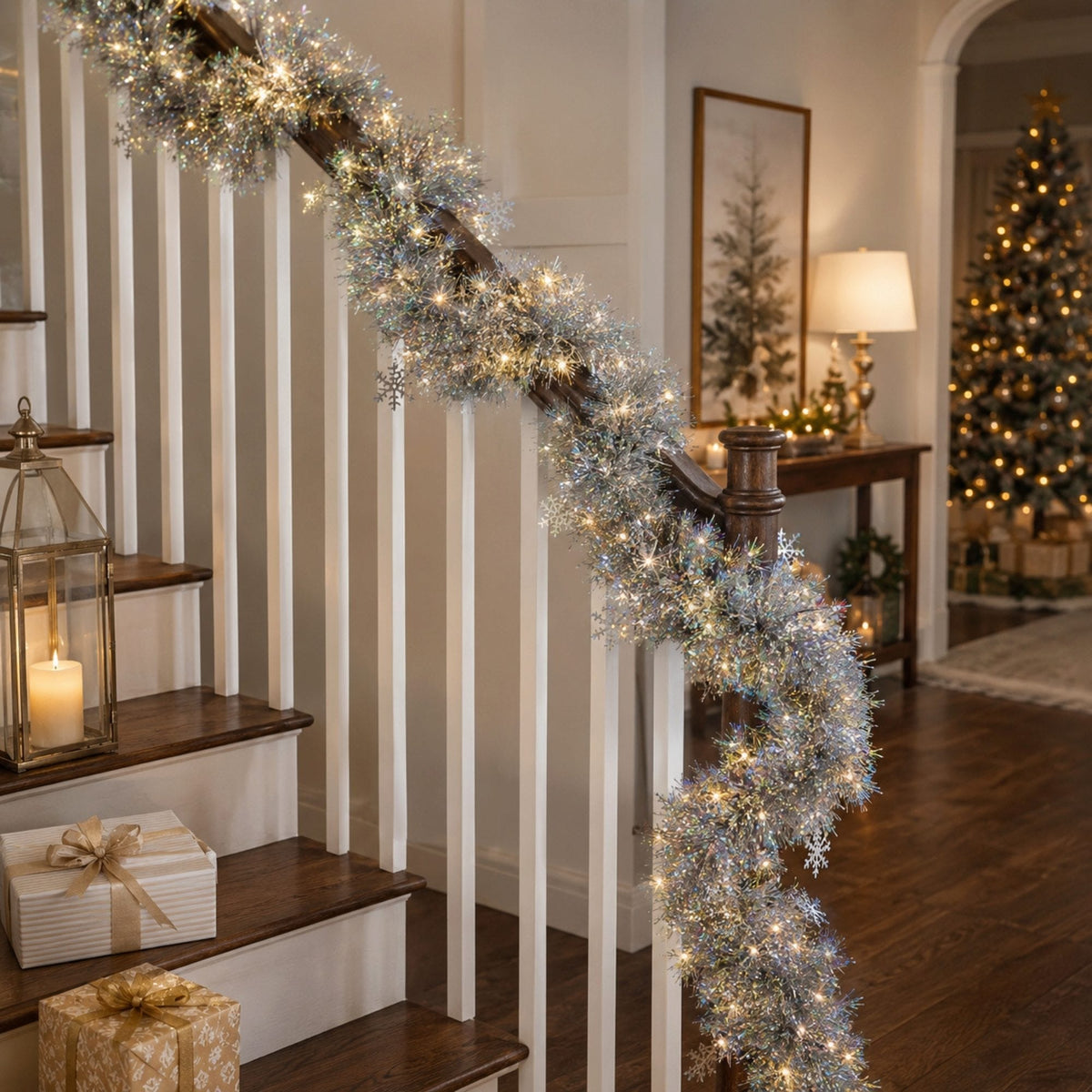 Tinsel Garland in Silver Sheer