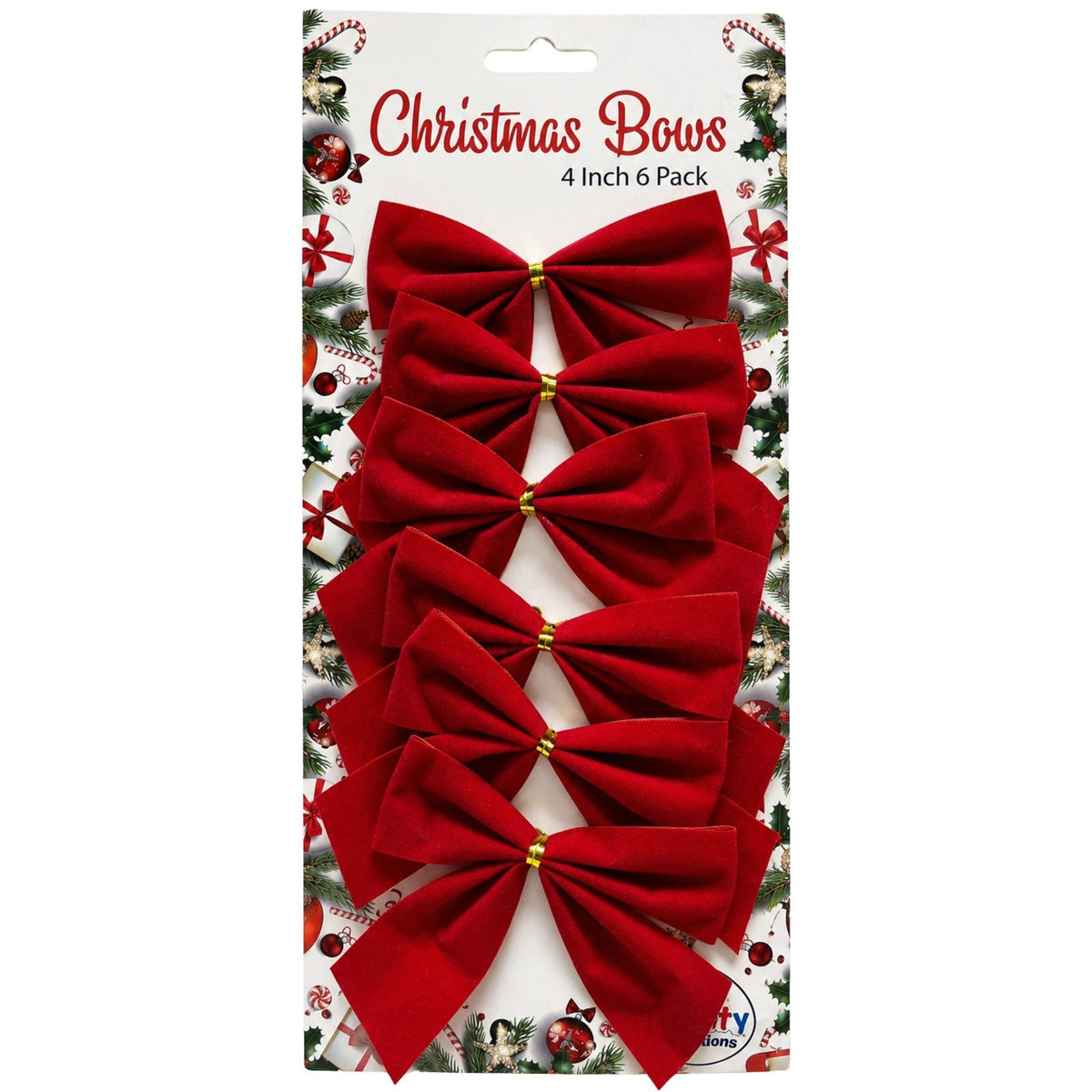 Red 4" Christmas Bows — 6 Pack