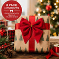 Red 3.5" Christmas Bows — 8 Pack