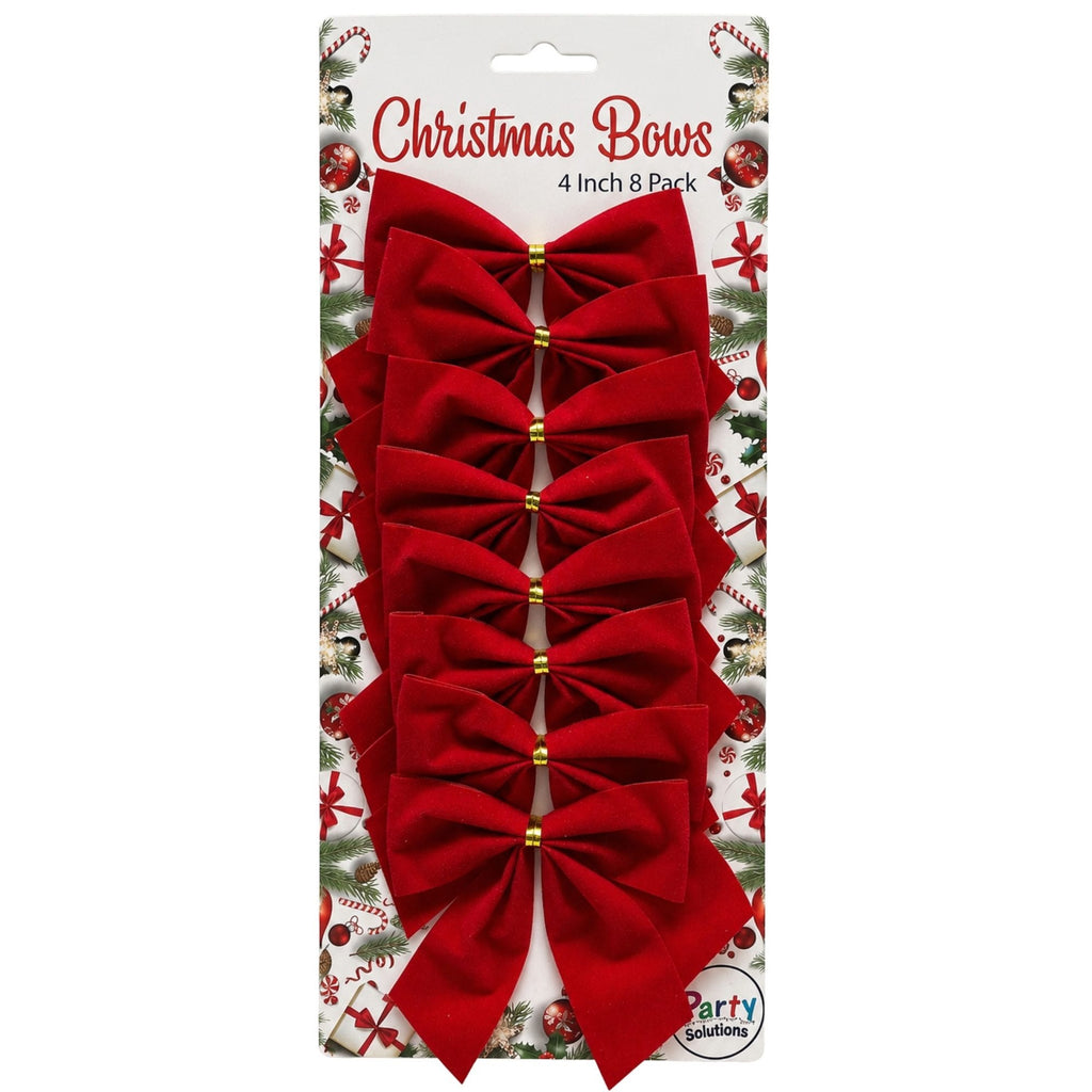 Red 3.5" Christmas Bows — 8 Pack