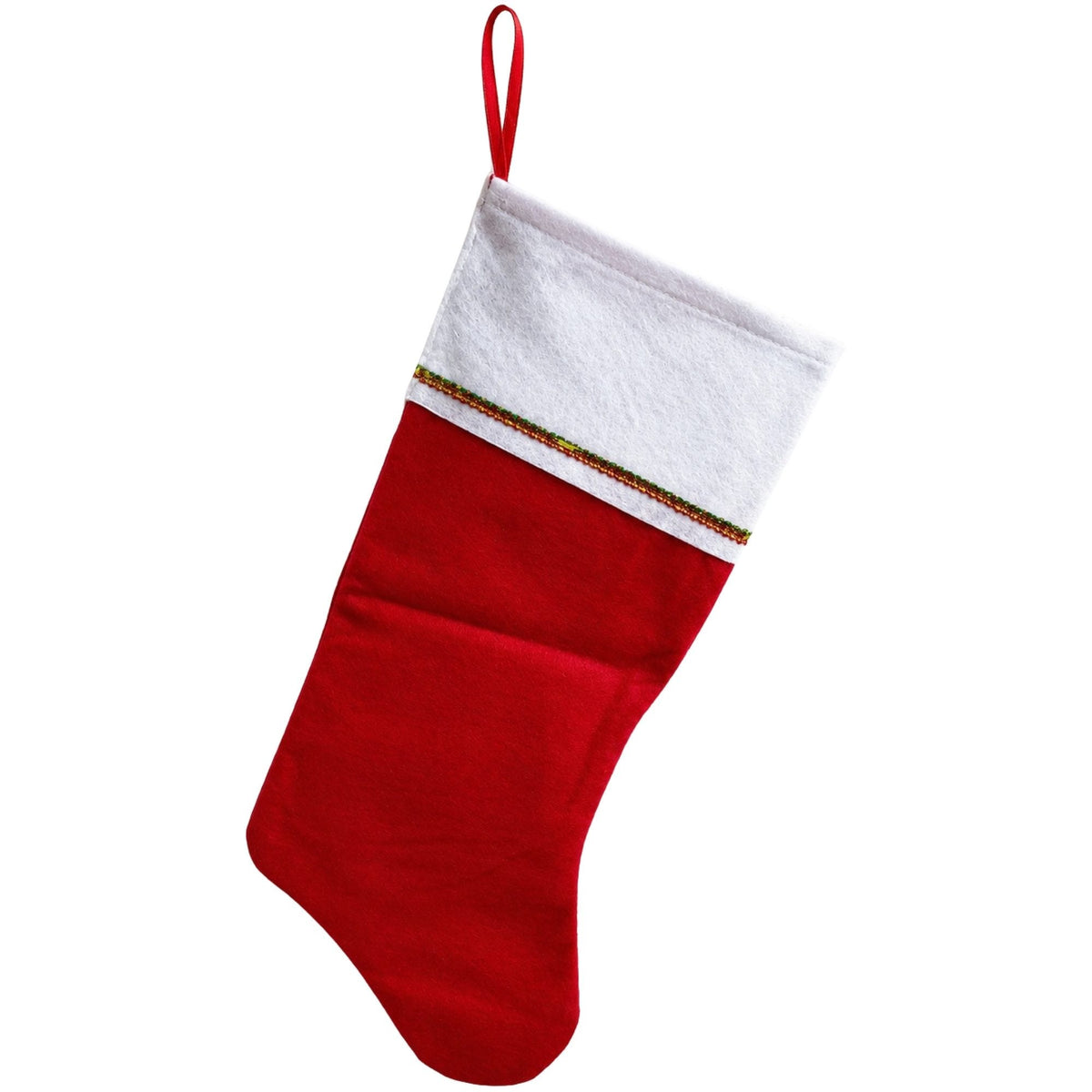 16" Classic Red Felt Christmas Stocking with White Cuff