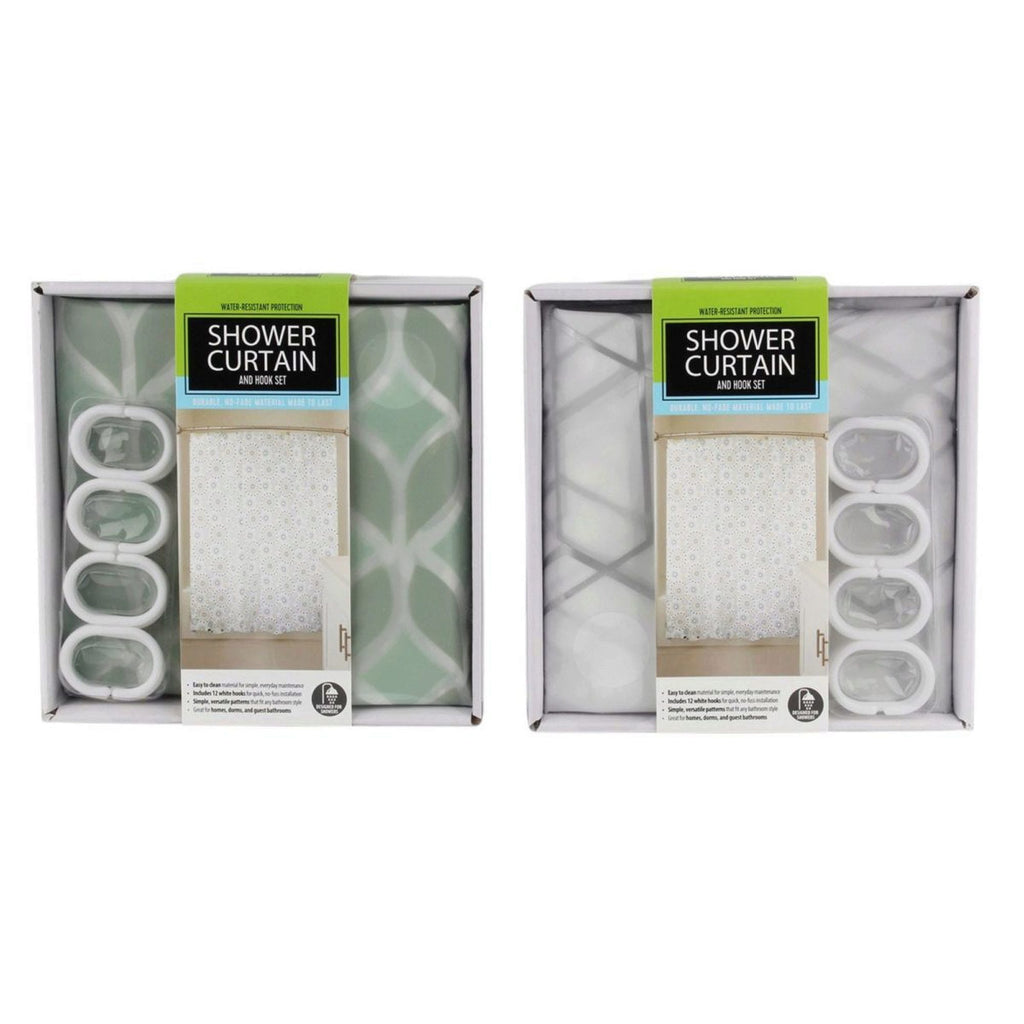 Shower Curtain with Hooks Set, PEVA — 70" x 72"