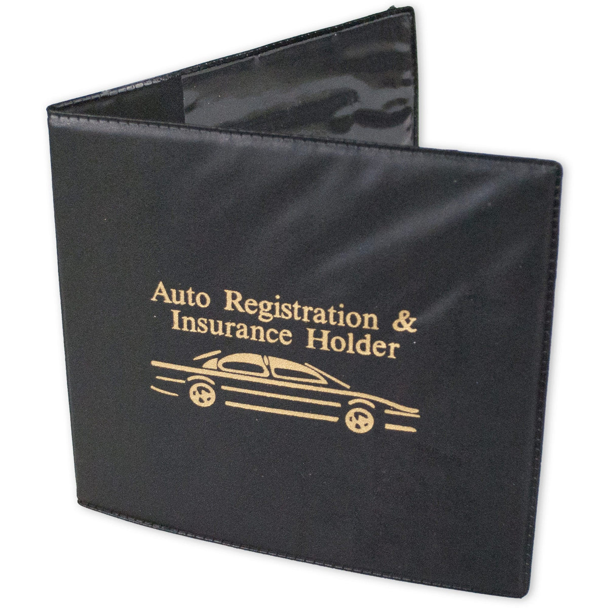 Auto Registration & Insurance Case — Black Document Wallet with Clear Pockets