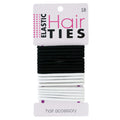 Black & White Elastic Hair Ties — Pack of 18 (9 Black + 9 White)