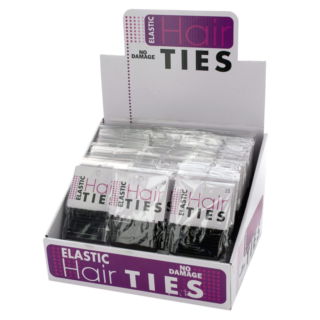 Black & White Elastic Hair Ties — Pack of 18 (9 Black + 9 White)