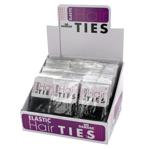 Black & White Elastic Hair Ties — Pack of 18 (9 Black + 9 White)