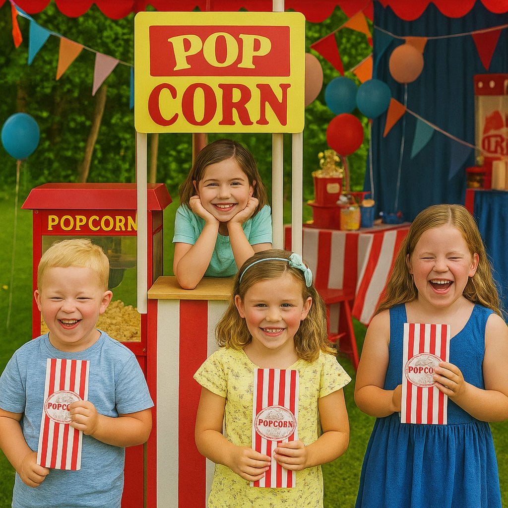 Striped Paper Popcorn Bags — Set of 10