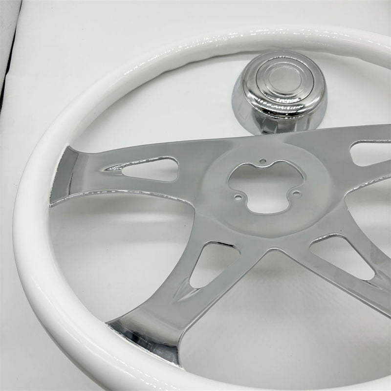 18" Candy Steering Wheel for Semi Trucks — 450mm Chrome 4-Spoke — Wholesale