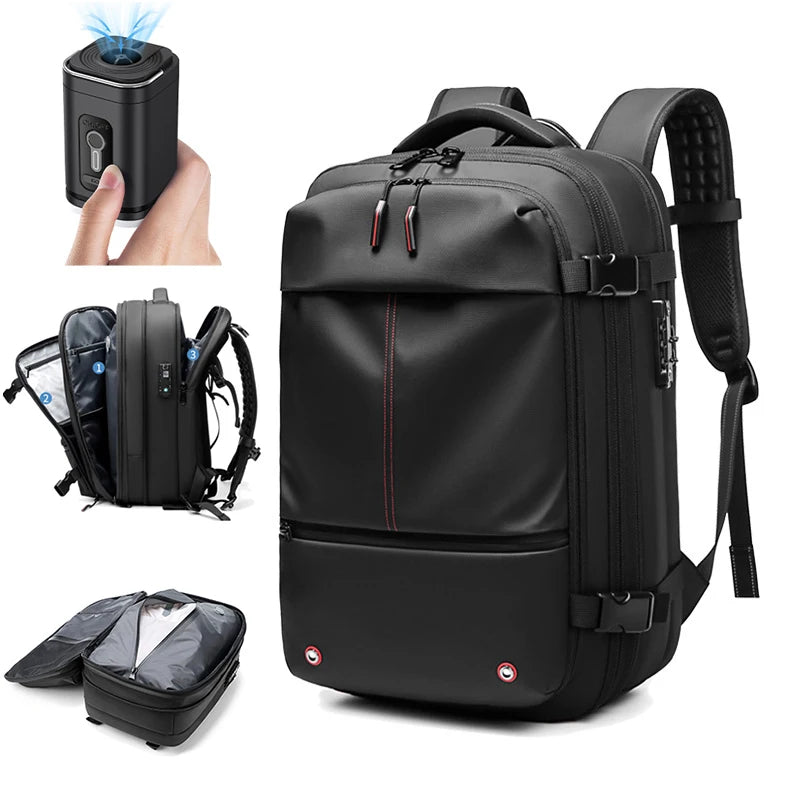 Mochila de viaje de compresión al vacío para hombre, 17 pulgadas, de gran capacidad para negocios, viaje y senderismo.