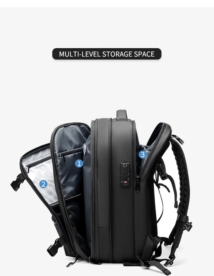 Mochila de viaje de compresión al vacío para hombre, 17 pulgadas, de gran capacidad para negocios, viaje y senderismo.