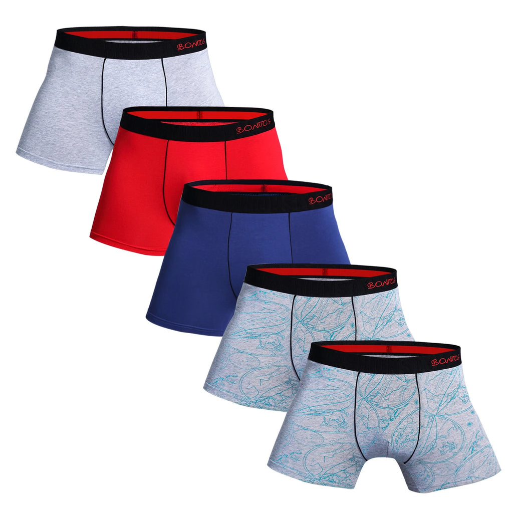 Paquete de 5 piezas, ropa interior de algodón para hombre, Kit antideslizante para gimnasio.