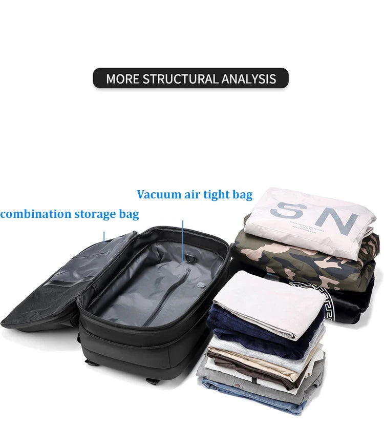 Mochila de viaje de compresión al vacío para hombre, 17 pulgadas, de gran capacidad para negocios, viaje y senderismo.
