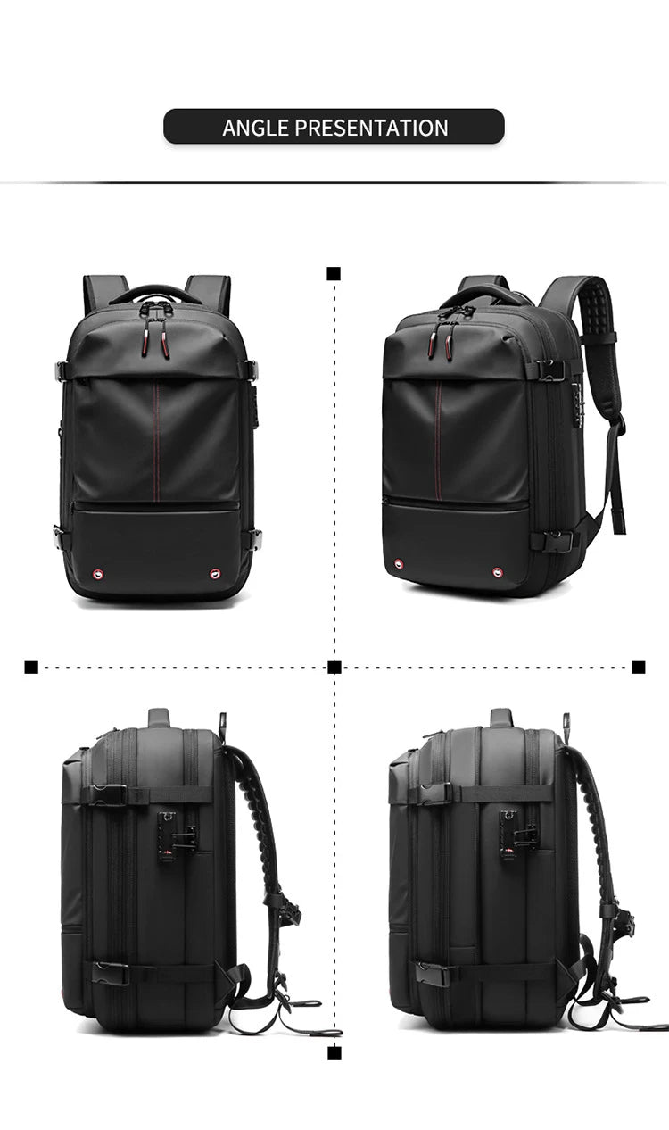 Mochila de viaje de compresión al vacío para hombre, 17 pulgadas, de gran capacidad para negocios, viaje y senderismo.