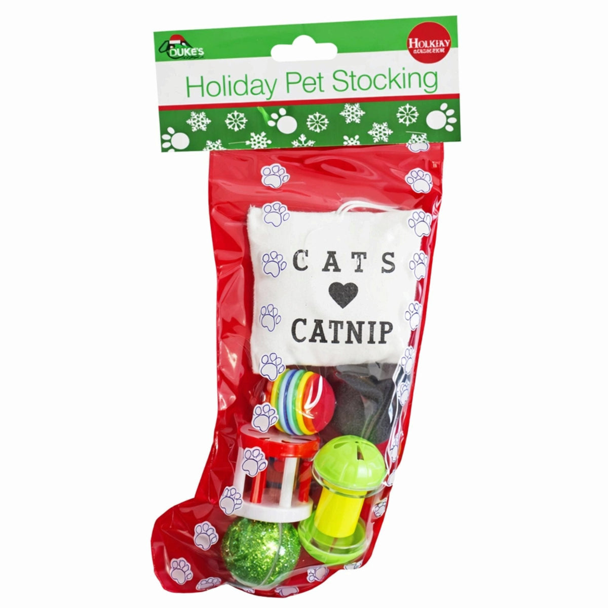 Christmas Cat Stocking with 6 Toys