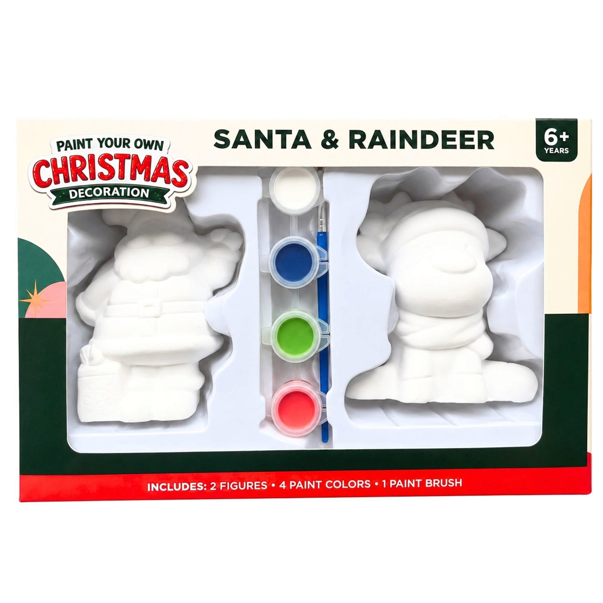 DIY Paint Your Own Santa and Reindeer Christmas Figurine Set