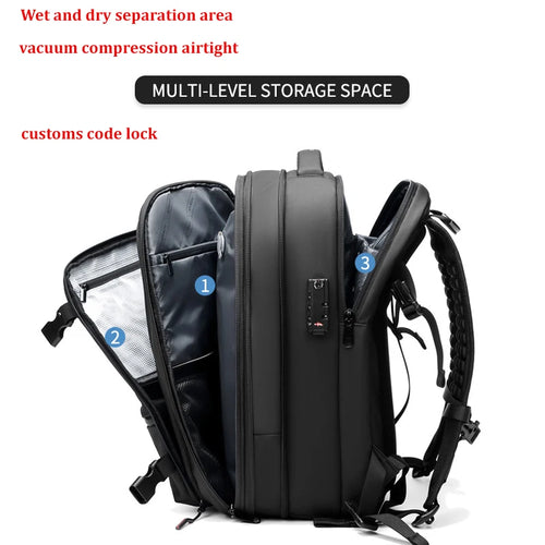 Mochila de viaje de compresión al vacío para hombre, 17 pulgadas, de gran capacidad para negocios, viaje y senderismo.
