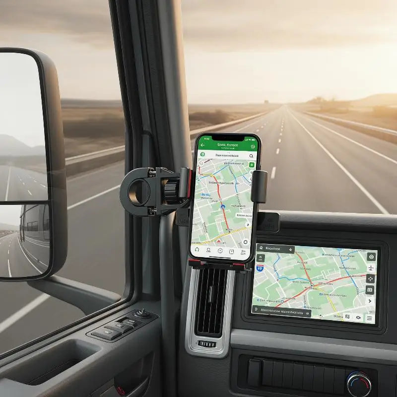 Soporte para Teléfono de Camión/Autobús, Manos Libres, Rotación 360°, Agarre Estable Antivibraciones, Universal para Conductores de Camiones/Autobuses, Uso con GPS
