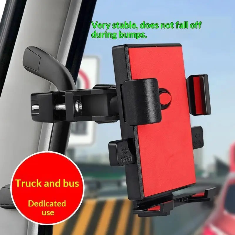 Soporte para Teléfono de Camión/Autobús, Manos Libres, Rotación 360°, Agarre Estable Antivibraciones, Universal para Conductores de Camiones/Autobuses, Uso con GPS