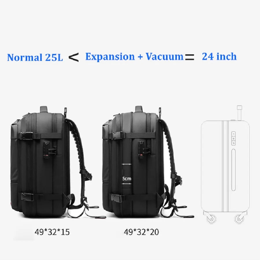 Mochila de viaje de compresión al vacío para hombre, 17 pulgadas, de gran capacidad para negocios, viaje y senderismo.