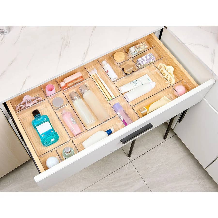 Clear Drawer Organizer Trays — 25 Piece Set, 4 Sizes