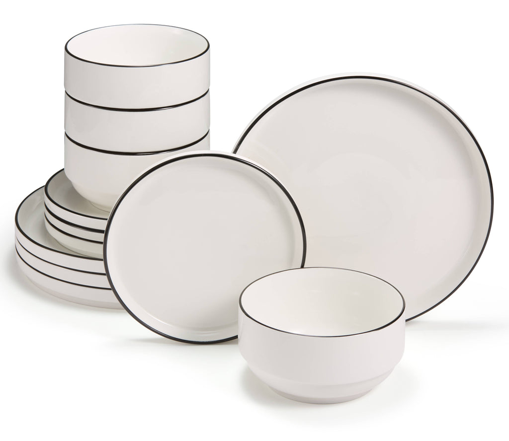 Kook Dinnerware Set, 12 Piece Service for 4, Ceramic