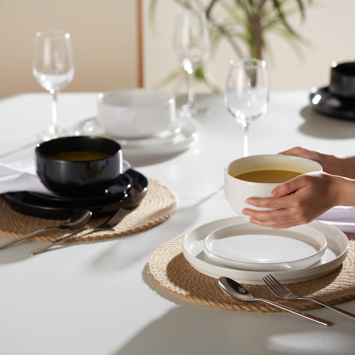 Kook Dinnerware Set, 12 Piece Service for 4, Ceramic