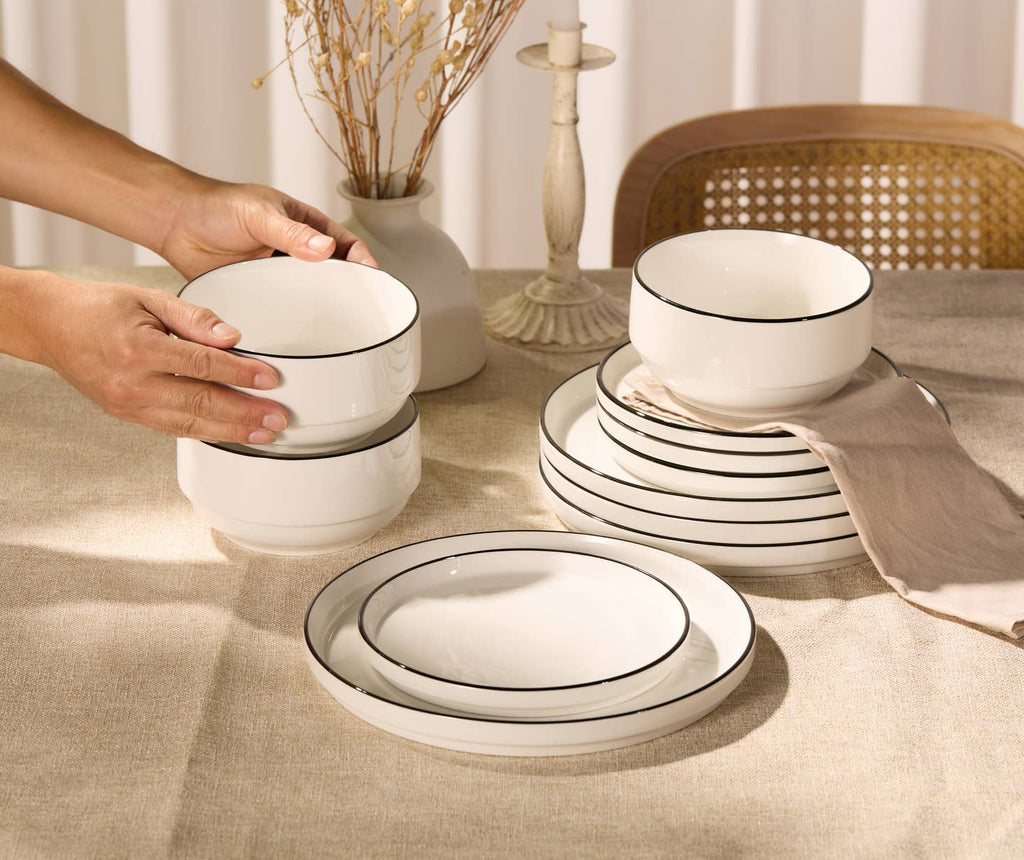 Kook Dinnerware Set, 12 Piece Service for 4, Ceramic