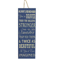 Letrero de Lienzo para Colgar «Always Remember» — Azul con Letras Crema, 12" x 4"
