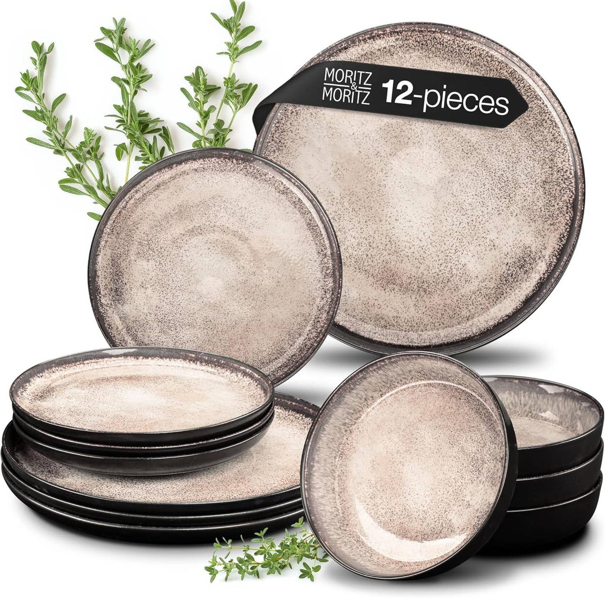 Moritz & Moritz 12-Piece Porcelain Dinnerware Set, Service for 4