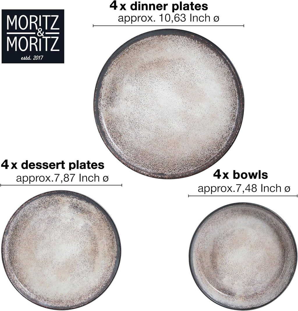 Moritz & Moritz 12-Piece Porcelain Dinnerware Set, Service for 4