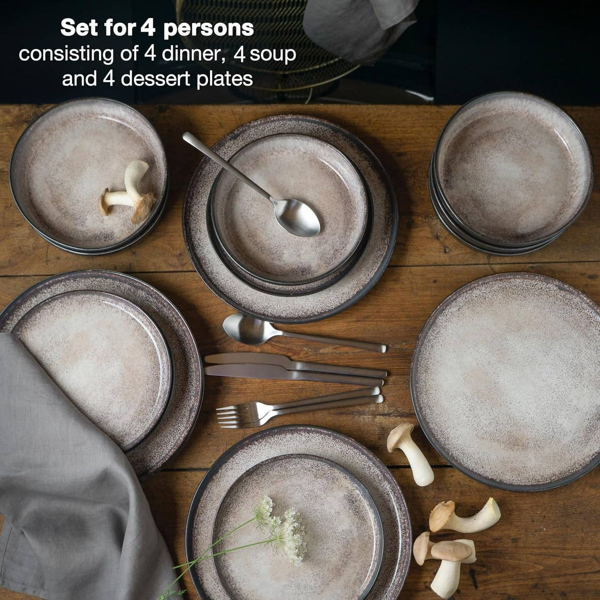 Moritz & Moritz 12-Piece Porcelain Dinnerware Set, Service for 4