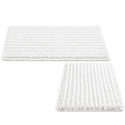 Chenille Bath Mat Set — 2 Piece (16 x 24 in + 20 x 32 in), White